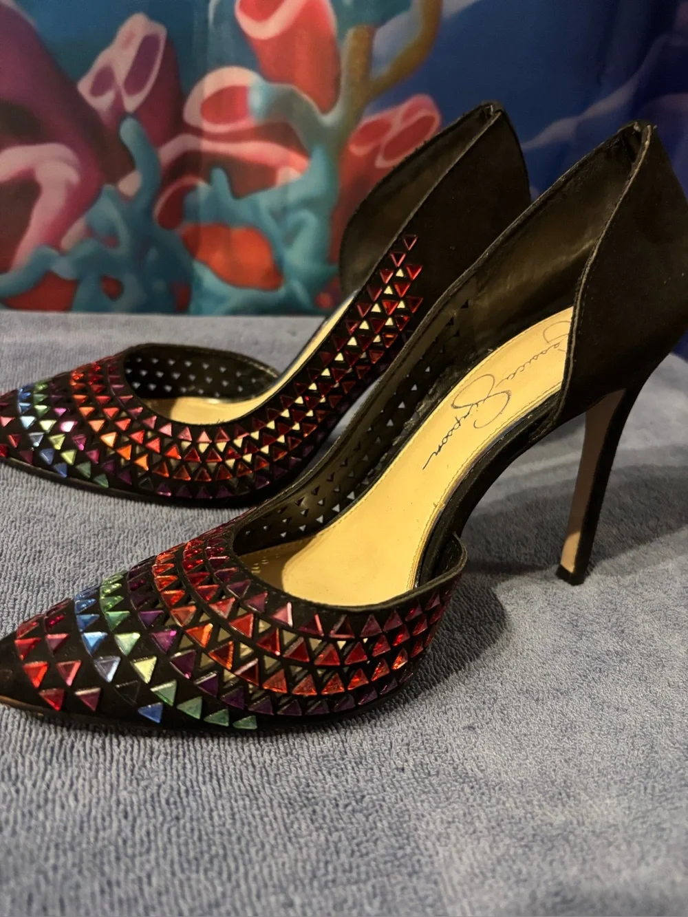 Jessica Simpson  Rainbow 🌈 festival shoes